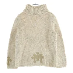 CHROME HEARTS (クロムハーツ) TRIPLE CROSS SUEDE PATCH スウェード トリプルクロスパッチ タートルネックニットセーター アイボリーのサムネイル
