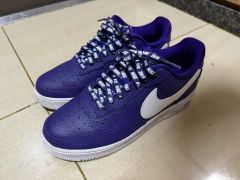 Nike Air Force 1 黒 紫紐 ロープシューレースオリジナルカスタム