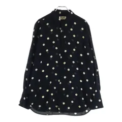SAINT LAURENT PARIS (サンローランパリ) 20SS ポルカドット柄 スタンドカラー シルク 長袖シャツ ブラック/ホワイト 642421 Y2C99のサムネイル