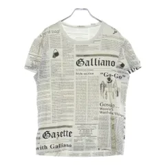 John Galliano (ジョン ガリアーノ) ニュースペーパープリント コットンストレッチ 半袖Tシャツ カットソー ホワイト AUH701Aのサムネイル