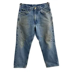 メキシコ製 Carhartt デニムパンツ W32 ライトブルー カーハート ジップアップ 裏起毛 コインポケット デニム ジーンズ 2606-594のサムネイル
