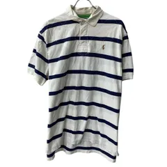 90s Polo by Ralph Lauren 半袖 ラガーシャツ 2XL ホワイト ネイビー ポロラルフローレン ポニー刺繍 ボーダー 夏物 a806-6110のサムネイル