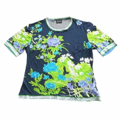 Herno ヘルノ 半袖Ｔシャツ フラワー総柄 プリント ストレッチ クルーネック カットソー ネイビー 40 レディース 【中古】のサムネイル