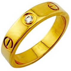 까르띠에 미니 러브 링 반지 9호 18금 K18 옐로우 골드 다이아몬드 레이디스 CARTIER 중고 까르띠에
