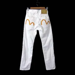 エヴィス EVISU 廃盤 希少 カモメ ドット 刺繍 ピケ パンツ ホワイト