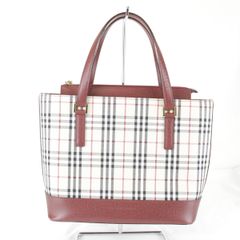 ⭐️BURBERRY⭐️チェック柄・ボルドーカラーのハンドバッグ - メルカリ