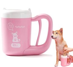 고양이 개 발 세척 컵 개 발 세척 브러쉬 애완동물 발 클리너 반자동식 360°회전 실리콘제 애완동물 브러시 부착 다리 얼룩 소형/중형 개 고양이 (M, Pink)