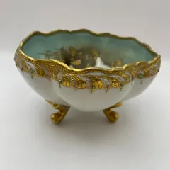 【中古】オールドノリタケ アンティーク陶器ボウル スワン 金盛りのサムネイル