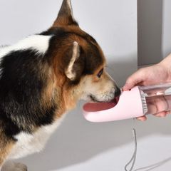 DOGNESS D02 애완 동물 워터 병 급수기 개 고양이 등 다종 애완 동물 휴대용 물 마시는 병 수조 포함 (300ml, 화이트 / 핑크 / 블루) (D02 Pink)