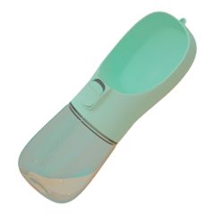 애완 동물 물병 개 고양이 급수 병 휴대용 350ml 누수 방지 잠금 기능이있는 한 손 조작 컴팩트 경량 스트랩 포함 산책 여행용 그린