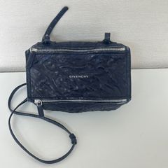 ジバンシー パンドラ ショルダーバッグ 2way ブルー シワ加工 ロゴ