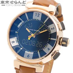 ルイヴィトン LOUIS VUITTON タンブール イン ブラック Q1185 ブラック K18PG アリゲーター 金無垢 デジアナ 腕時計 メンズ 電池式 101850107のサムネイル