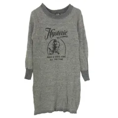 HYSTERIC GLAMOUR ヒステリックグラマー 01183NO01 ガール プリント ロゴ ニット ワンピース グレー系 FREE【中古】のサムネイル