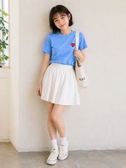 希少デザイン コムデギャルソン 3色刺繍ハート デカロゴ Tシャツ白M