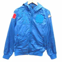 カッパ kappa パーカー ナイロン ジップアップ ワッペン 長袖 M 青 ブルー /YKのサムネイル