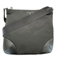 プラダ PRADA バッグ メンズ ブランド ショルダーバッグ ナイロン ブラック お出かけ 斜め掛け 大人 シンプル 黒 【中古】