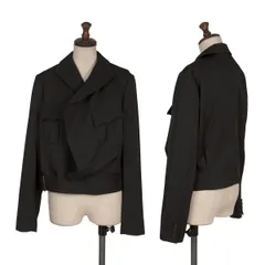 コムコム コムデギャルソンCOMME des GARCONS ウールギャバヘムベルテッドジャケット 黒Mのサムネイル