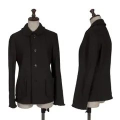 トリココムデギャルソンtricot COMME des GARCONS コットン裁ち切りデザインラウンドカラージャケット 黒Sのサムネイル