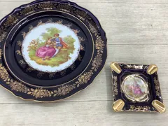 T2  LIMOGES CASTEL リモージュキャッスル 22K GOLD 金彩 皿 プレート 灰皿 直径約25㎝ 9.5㎝ フランスのサムネイル