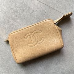 美品】シャネル キャビアスキン ポーチ ココマーク ゴールド金具