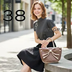 M'S GRACYエムズグレィシー ウール100% 花柄 フラワーモチーフハイネック 半袖ニット 38(M) グレー 【古着】【中古】【送料無料】のサムネイル