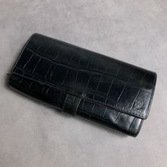 未使用 イビザ ワニ 型押 本革 レザー 型押 長財布 ブラック 大容量