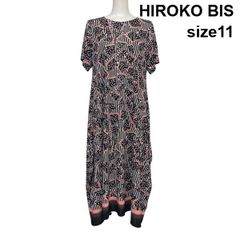 1【美品】HIROKO BIS フラワープリントチャイナドレス風ワン グレー