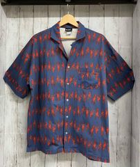 90s風 総柄 開襟シャツ フレイム柄 炎柄 ビッグシルエット XL 海外古着 