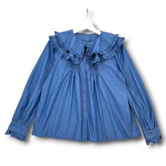GANNI デニムシャツ フリルデカ襟 長袖 - メルカリ