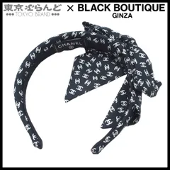 シャネル CHANEL カチューシャ リボン ココマーク ブラックxホワイト  シルク ヘアアクセサリー レディース 016000082のサムネイル