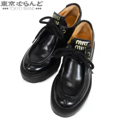 ミュウ ミュウ Miu Miu レースアップシューズ ブラック 黒 レザー 厚底 ロゴ 36 ローファー レディース 101862920のサムネイル