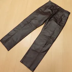 ^954★ 美品 タカキュー 豚革 レザーパンツ LL ダークブラウン 革パン TAKA-Q メンズ トラウザーズ ストレートのサムネイル