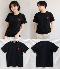 希少デザイン コムデギャルソン 3色刺繍ハート デカロゴ Tシャツ白M