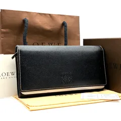 極美品 ロエベ LOEWE アナグラム 長財布 フラップ ロングウォレット ブラック 黒 レザー 本革 ショッパー 箱付 ボーナス 夏休み 帰省 サマーギフト 敬老の日 ご褒美 プレゼントのサムネイル