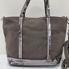 4381　vanessabruno　ヴァネッサブリューノ　2way　ショルダーバッグ　ハンドバッグ　トートバッグ　小さめ　ミニ　レディース　キャンバス　スパンコール　ブラウンのサムネイル