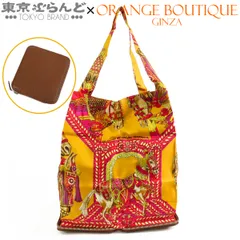 エルメス HERMES シルキーポップ □L刻印 ブラウンxマルチカラー シルバー金具 ブッフルスキッパー シルク マールワーリ馬のダンス トートバッグ エコバッグ レディース 101866689のサムネイル