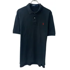 90s Polo by Ralph Lauren 半袖 ポロTシャツ L ブラック ポロラルフローレン ハーフボタン 90年代 ポニー刺繍 半シャツ 夏物 a806-6160のサムネイル