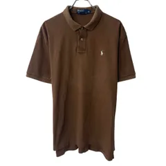 90s Polo by Ralph Lauren 半袖 ポロTシャツ XL ブラウン ポロラルフローレン ハーフボタン 90年代 ポニー刺繍 半シャツ 夏物 a806-6161のサムネイル