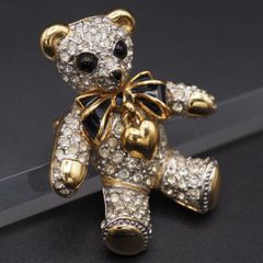 A379 Butler & Wilson 버틀러 & 윌슨 B&W 각인 브로치 테디 베어 파베 골드 컬러 디자인 의상 보석