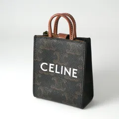 セリーヌ CELINE チャーム ブラウン ホワイト ゴールド トリオンフキャンバス ロゴ マイクロ バーティカル カバのサムネイル