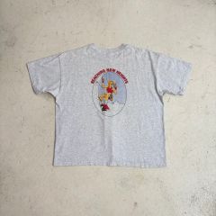 90s USA製 Hanes 発泡プリント Tシャツ シングルステッチ グレー
