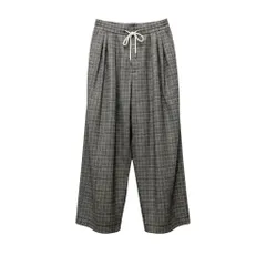 71f16【美品】 Sasquatchfabrix. サスクワッチファブリックス Big Silhouette Pants Super100's グレンチェック ストレートパンツ サイズL グレー メンズ 紳士服u02tのサムネイル