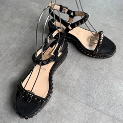 Christian Louboutin クリスチャンルブタン カタクロウ ウェッジソール サンダル スタッズ ストラップサンダル ブラック 黒  シルバー 37 レディースシューズ 24cmのサムネイル