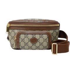 구찌 가방 여성 남성 벨트 가방 인터로킹 G GG 스프림 PVC 흑단 브라운 GUCCI 682933 중고