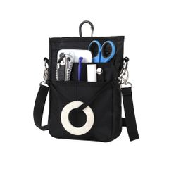 [CARRY ALL BEFORE ONE] 4WAY 미니 사코시 마그넷 개폐 스마트 폰 파우치 가죽 가방 간호사 간호 간호 개호 작업 파우치 스마트 폰 2 대 가지고 대응 카라비나 웨스트 / 숄더 벨트 첨부 발수 [블랙] [M 마치 사이즈 UP 버전]