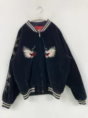 JUNGLE STORM ジャングルストーム スカジャン L ブラック バックプリント 刺繍 ライン柄 メンズ レディースのサムネイル