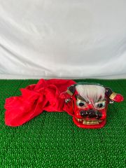 獅子頭 木製お面 赤黒 ペア 2匹 - メルカリ