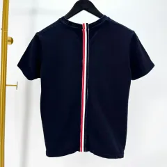 42サイズ トムブラウン 白 3本線 レディース Tシャツ ネイビー (FJS013A)のサムネイル
