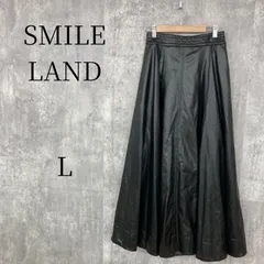 美品 スマイルランド レザースカート L 黒 ニッセン SMILE LAND フェイクレザー 合成皮革 ロングスカートフレア Aライン ウエストゴム 大きいサイズ レディース ボトムス カジュアル モード 秋 冬のサムネイル