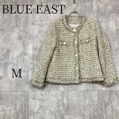 BLUE EAST ブルーイースト ジャケット ノーカラー Mサイズ グレー系 フリンジ きれいめ 卒業式 入学式 セレモニー フォーマル オフィス 通勤 OL きちんと感 おしゃれ ママコーデ 春 秋 冬のサムネイル